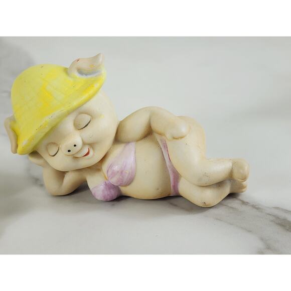 Enesco Pigs in Bikinis Mini Piggy Piglet Figurine 3" Ceramic 80s Pig Lover x3 - Picture 4 of 14